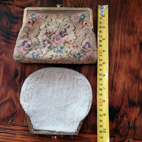 Vtg Purse Bundle Needlepoint Floral Beaded - Picture 3 of 8